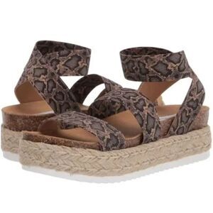 STEVE MADDEN Women's Kimmie Wedge Sandal Blu Snake Size 8 Cork Platform NEW